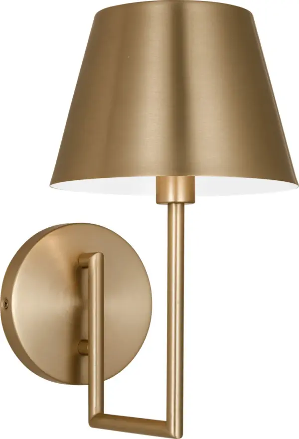 The Ender Small Sconce delivers sophisticated lighting in a compact form. Its satin brass finish adds warmth and elegance to intimate spaces, making it ideal for powder rooms, hallways, and accent lighting applications. - alternate view