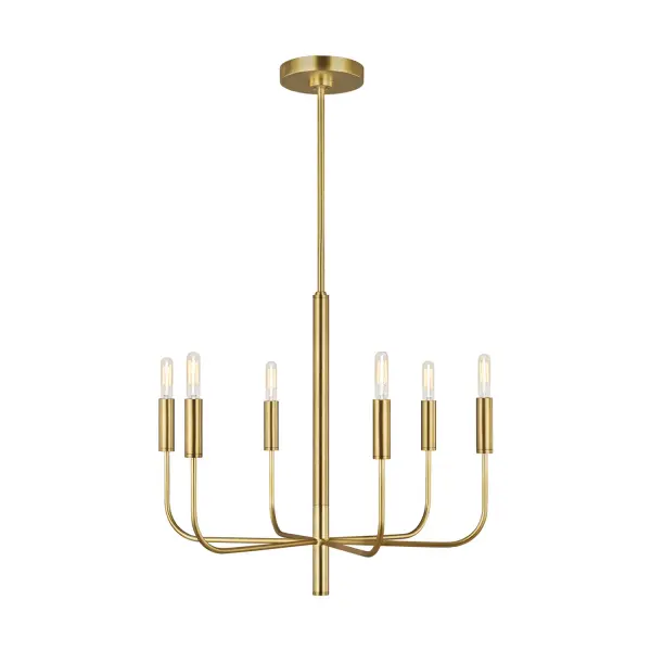 Brianna Six Light Chandelier in Burnished Brass