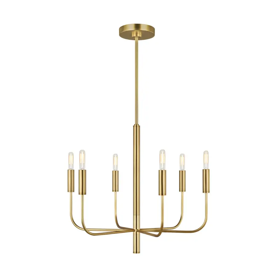 Brianna Six Light Chandelier in Burnished Brass