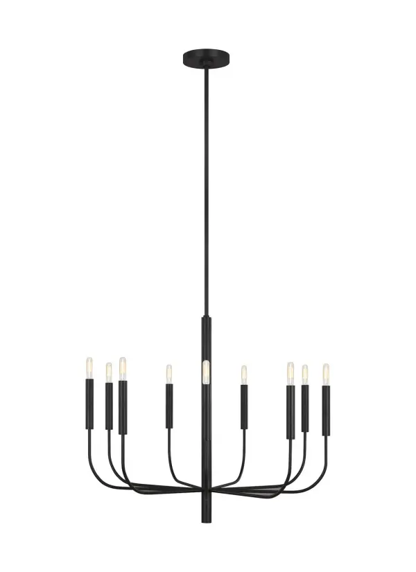 Brianna Nine Light Chandelier in Aged Iron