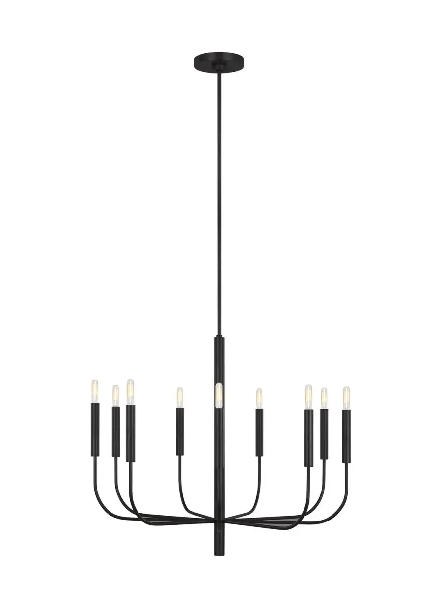 Brianna Nine Light Chandelier in Aged Iron