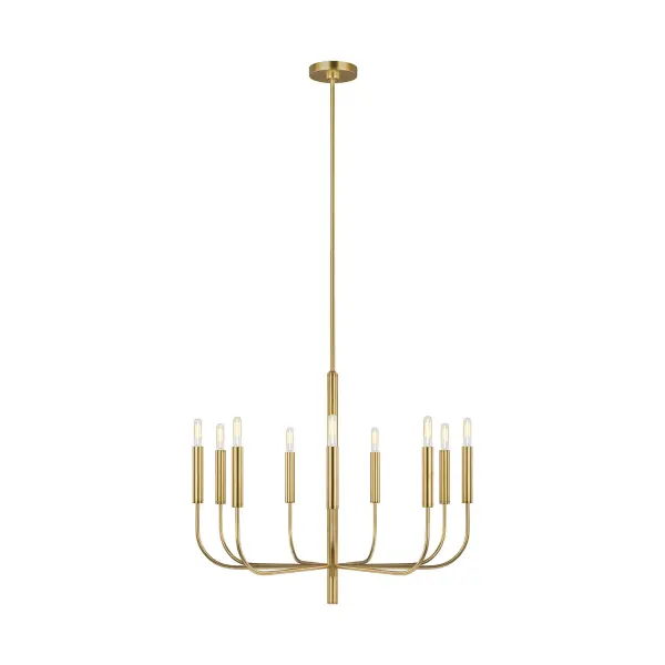 Brianna Nine Light Chandelier in Burnished Brass