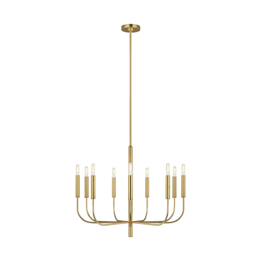Brianna Nine Light Chandelier in Burnished Brass
