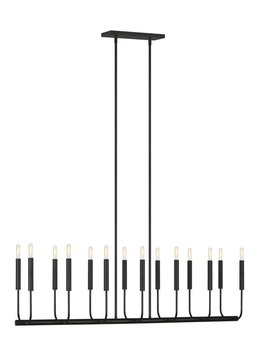 Brianna 14-Light Linear Chandelier in Aged Iron