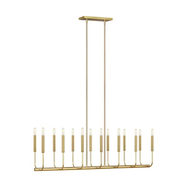 Brianna 14-Light Linear Chandelier in Burnished Brass