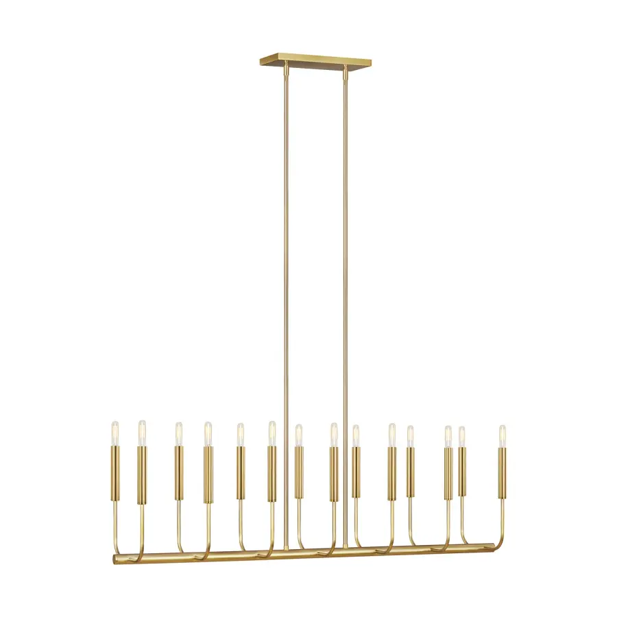 Brianna 14-Light Linear Chandelier in Burnished Brass