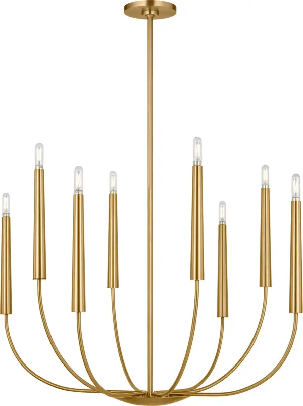 The Lois 34" Chandelier transforms lighting into architectural art with its minimal clean lines and elegant sweeping arms. Designed by Ellen DeGeneres, this versatile fixture brings refined sophistication to smaller spaces.