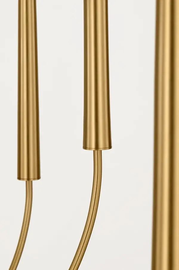 The Lois 34" Chandelier transforms lighting into architectural art with its minimal clean lines and elegant sweeping arms. Designed by Ellen DeGeneres, this versatile fixture brings refined sophistication to smaller spaces. - alternate view