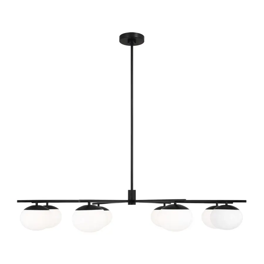Lune Eight Light Chandelier in Aged Iron