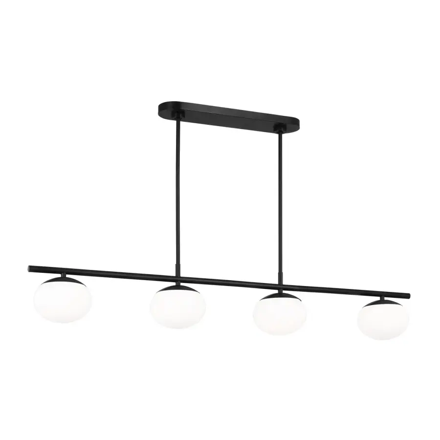 Lune Four Light Linear Chandelier in Aged Iron