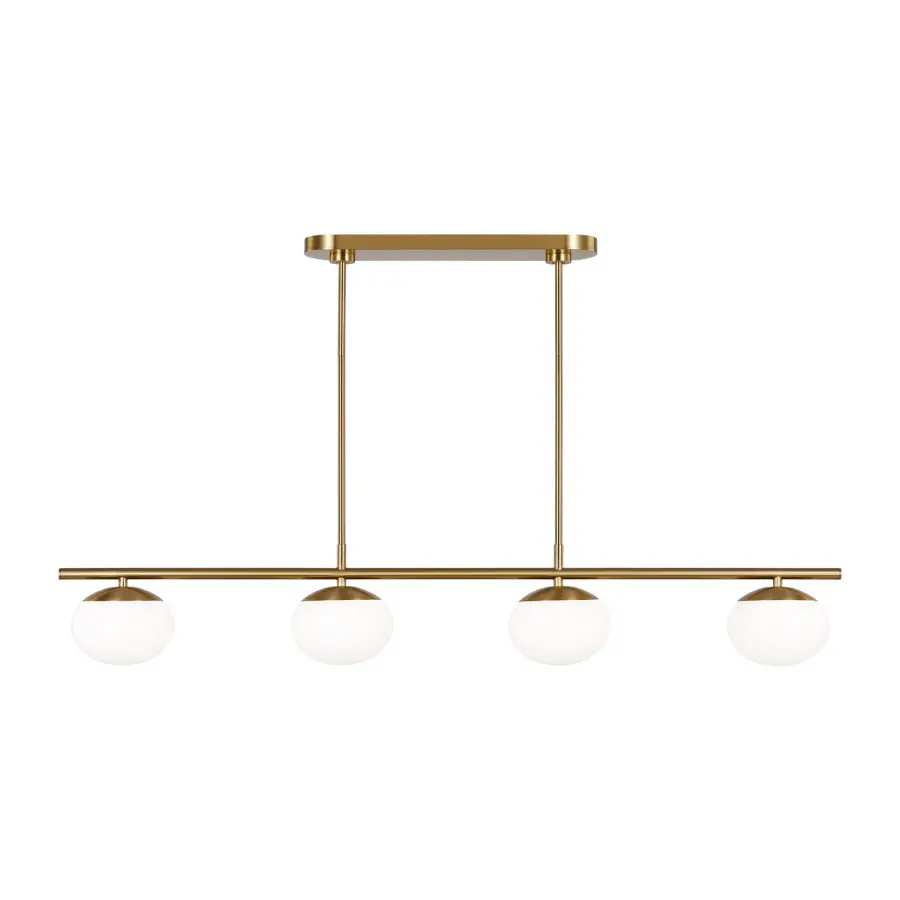 Lune Four Light Linear Chandelier in Burnished Brass