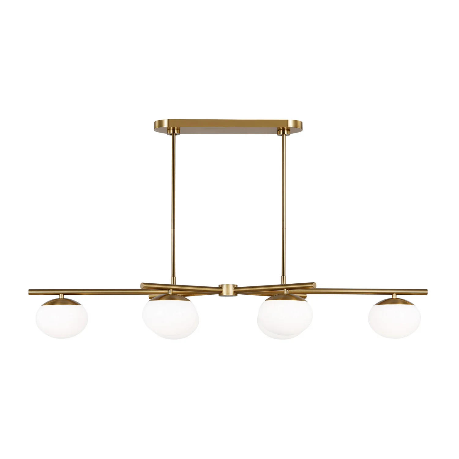 Lune Six Light Linear Chandelier in Burnished Brass