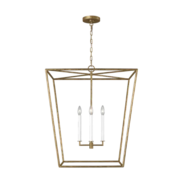 The Viota Large Lantern makes a stunning statement with its traditional lantern silhouette and rich casted gild finish. Perfect for grand entryways and formal dining spaces, this fixture combines classic elegance with substantial presence.