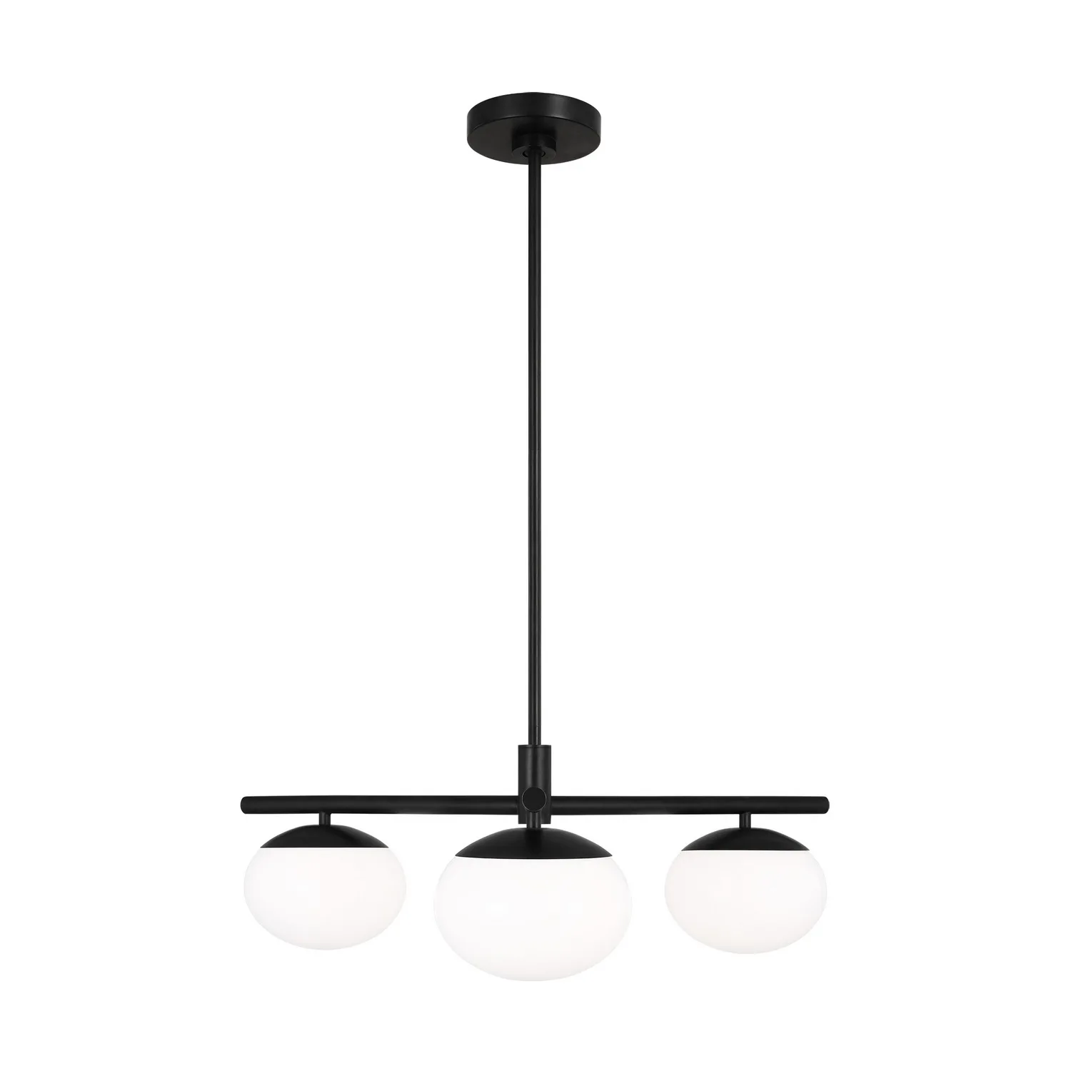 Lune Three Light Semi Flush Mount in Aged Iron