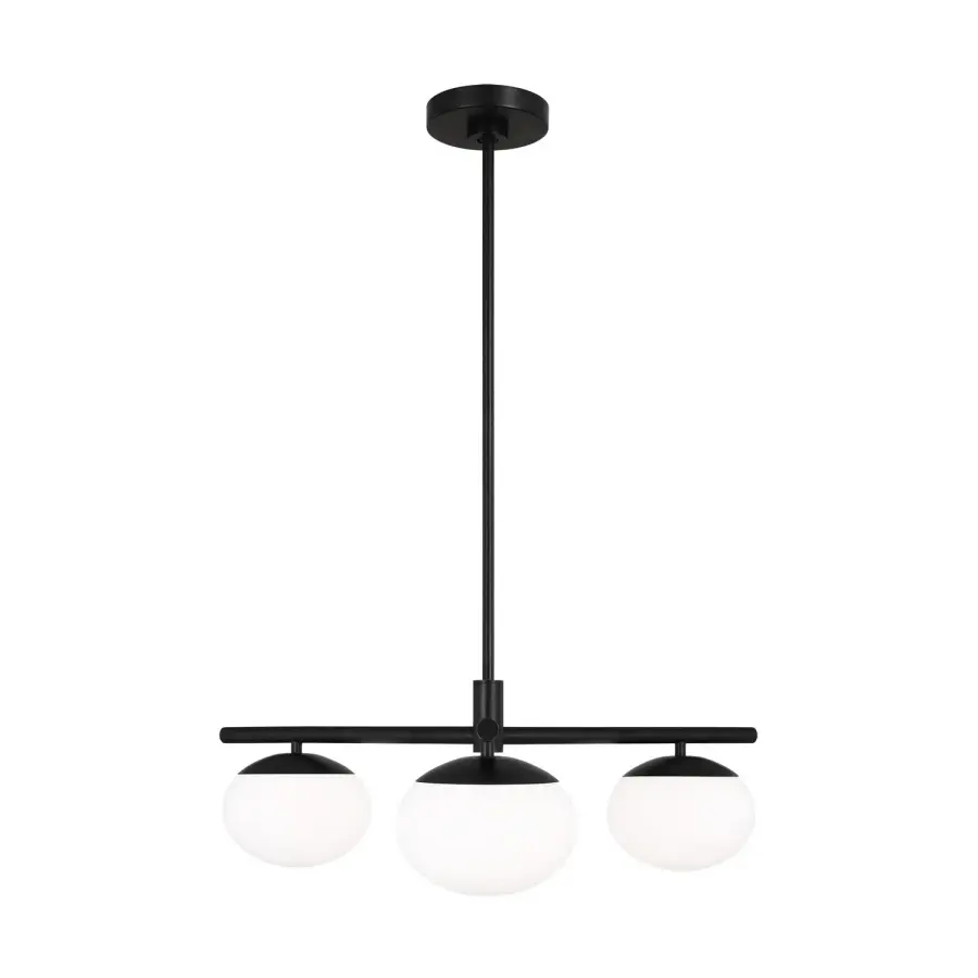 Lune Three Light Semi Flush Mount in Aged Iron