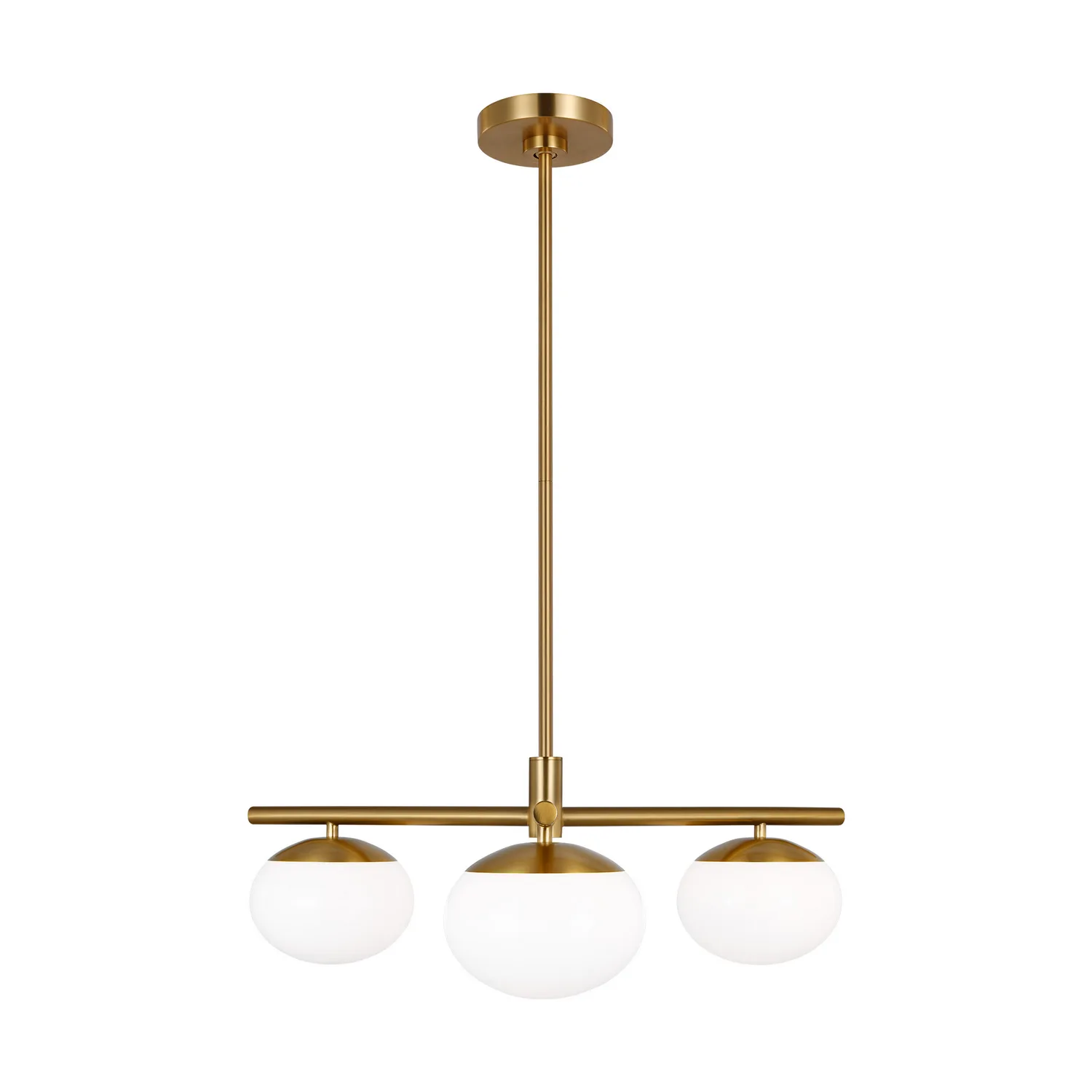 Lune Three Light Semi Flush Mount in Burnished Brass