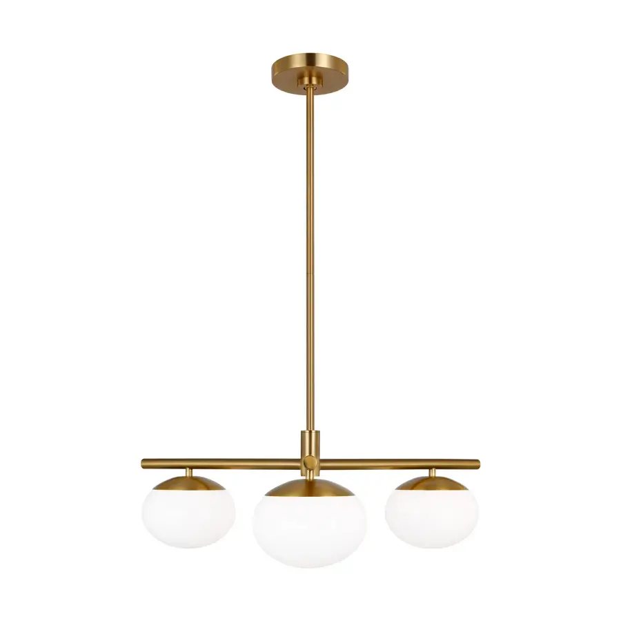 Lune Three Light Semi Flush Mount in Burnished Brass