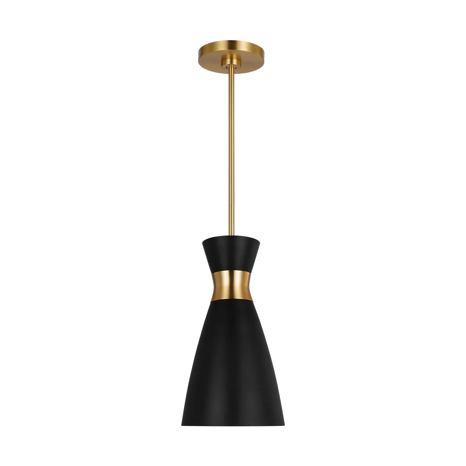 Heath One Light Pendant in Midnight Black and Burnished Brass