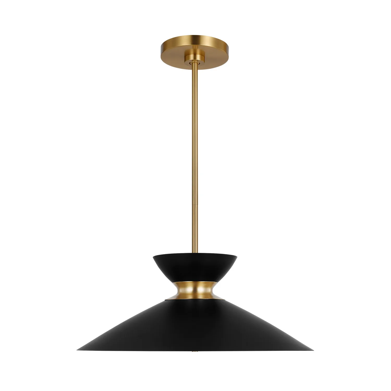 Heath One Light Pendant in Midnight Black and Burnished Brass