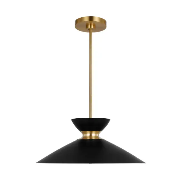 Heath One Light Pendant in Midnight Black and Burnished Brass