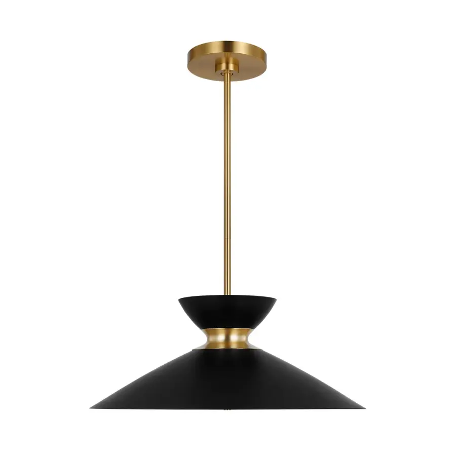 Heath One Light Pendant in Midnight Black and Burnished Brass