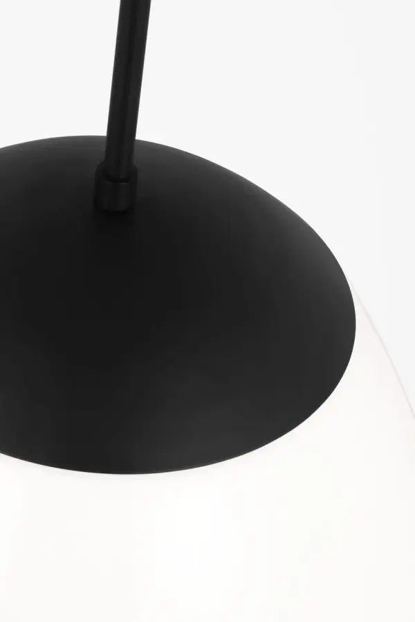 The Milne Small Pendant reimagines classic schoolhouse lighting with clean lines and angular milk glass. Its warm, diffused glow and damp-rating make it perfect for kitchens and entryways seeking understated elegance. - alternate view