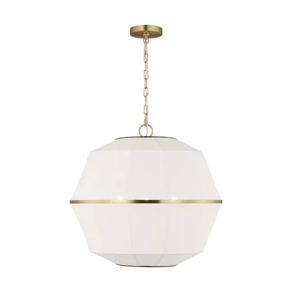 The Hikari Medium Lantern combines contemporary design with timeless appeal. Its burnished brass finish adds warmth and sophistication to any space, making it ideal for entryways and dining areas.