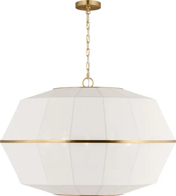 The Hikari Wide Lantern combines contemporary design with timeless appeal. Its generous proportions and burnished brass finish create a sophisticated focal point perfect for grand spaces. - alternate view