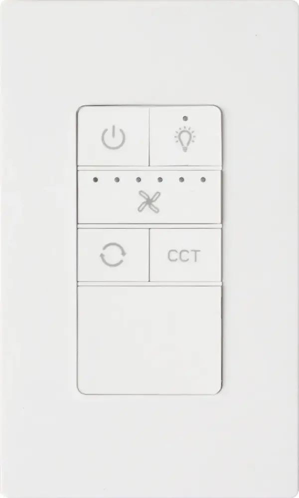 The ESSWC-14 remote control offers convenient wireless operation for compatible ceiling fans. Its clean white finish integrates seamlessly with modern interiors while providing reliable fan control functionality.