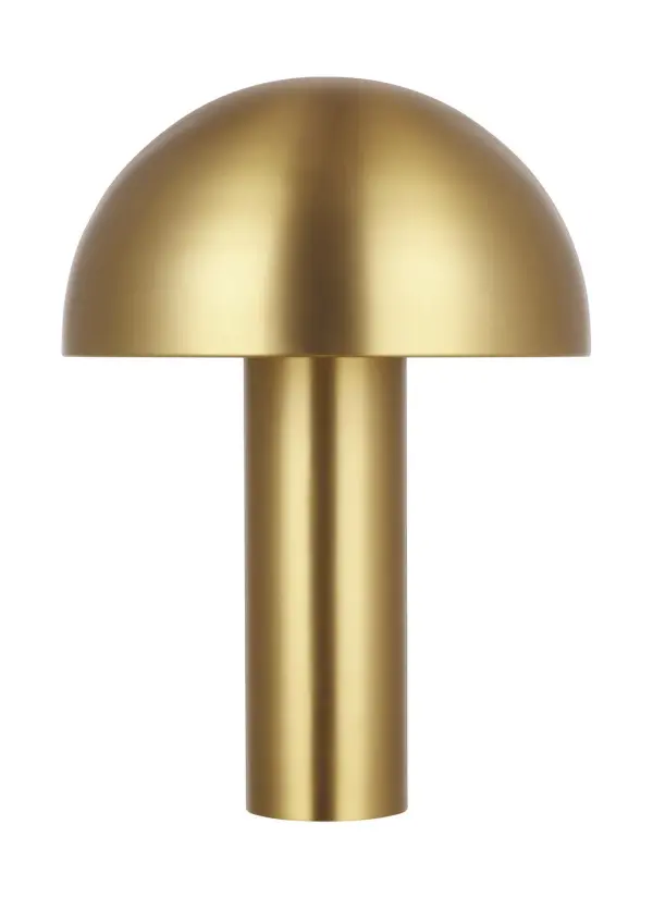 The Cotra table lamp by Ellen DeGeneres brings relaxed Mid-Century modern style with a striking geometric globe shade. The burnished brass finish adds warmth while the LED bulb provides energy-efficient illumination.
