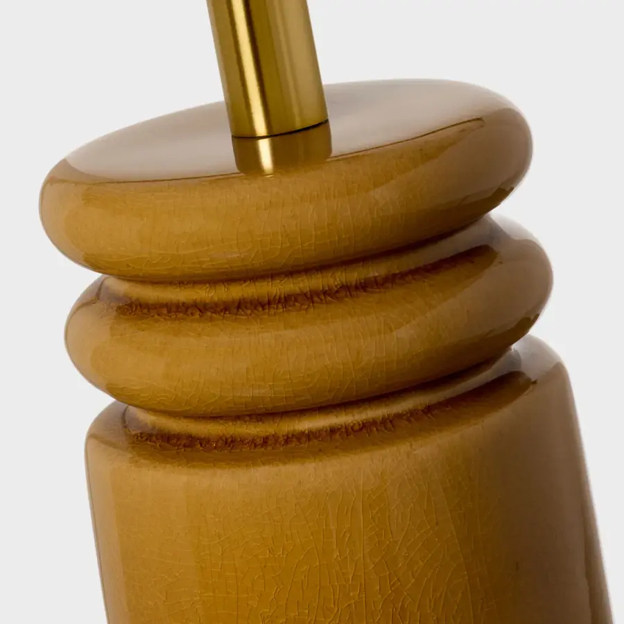 Artisanal Ceramic Table Lamp with Distinctive Cracked Honey Glaze - Image 3