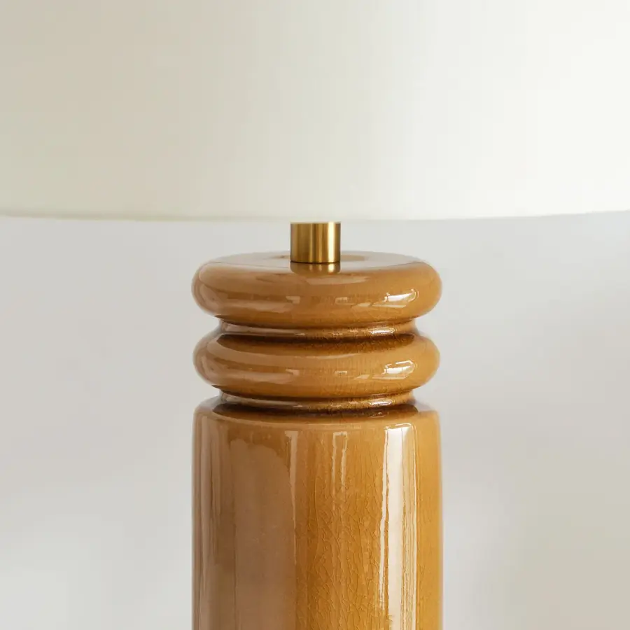 Artisanal Ceramic Table Lamp with Distinctive Cracked Honey Glaze - Image 8