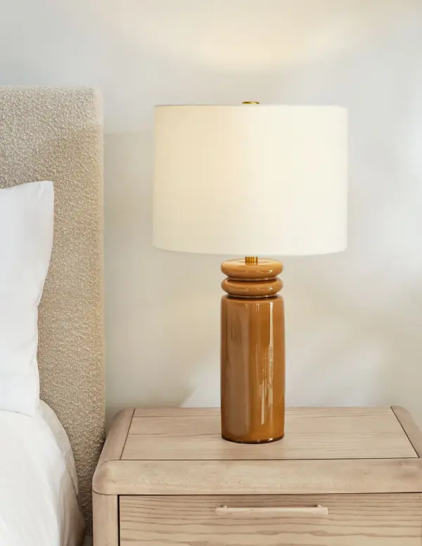 Artisanal Ceramic Table Lamp with Distinctive Cracked Honey Glaze - Image 9