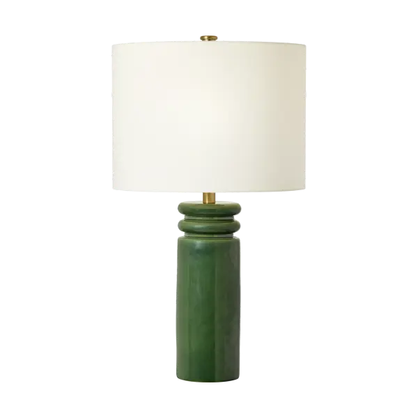 The Feikudo Medium Table Lamp brings organic form and vibrant color to any space. Its glossy light green ceramic base offers a refreshing pop of color while maintaining sophisticated contemporary style.