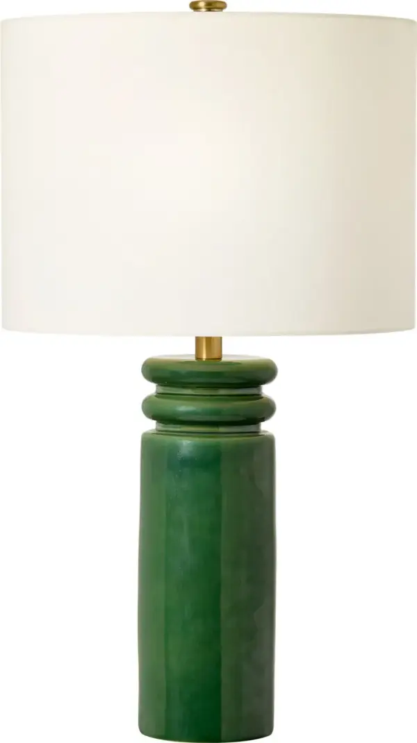 The Feikudo Medium Table Lamp brings organic form and vibrant color to any space. Its glossy light green ceramic base offers a refreshing pop of color while maintaining sophisticated contemporary style. - alternate view