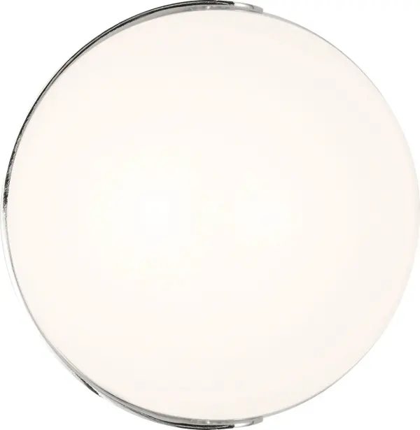 The Syrie Small Vanity by Ellen Degeneres delivers sophisticated modern styling with its frosted glass shade and curved metal band detail. Damp-rated for bathroom use, it provides ambient lighting with refined elegance.