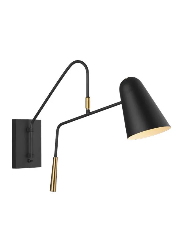 Simon One Light Wall Sconce in Midnight Black