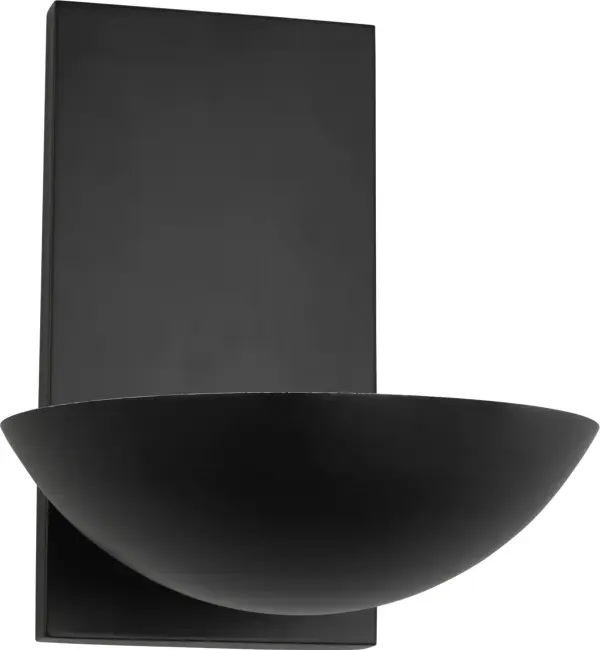 The Nevel Medium Sconce combines geometric design with functional upward lighting, creating soft ambient illumination. Its minimalist aesthetic and Aged Iron finish add industrial sophistication to modern spaces. - alternate view
