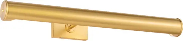 The Azer picture light combines classic design with functional illumination, featuring a burnished brass finish that adds warmth and sophistication to any art display. Its 24-inch width makes it ideal for medium to large artwork.