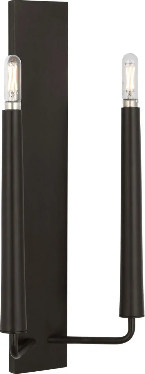 The Lois 18" Double Sconce brings Ellen DeGeneres' signature minimalist aesthetic to wall lighting with clean, sweeping lines and balanced dual-arm illumination. Perfect for modern bathrooms and hallways. - alternate view