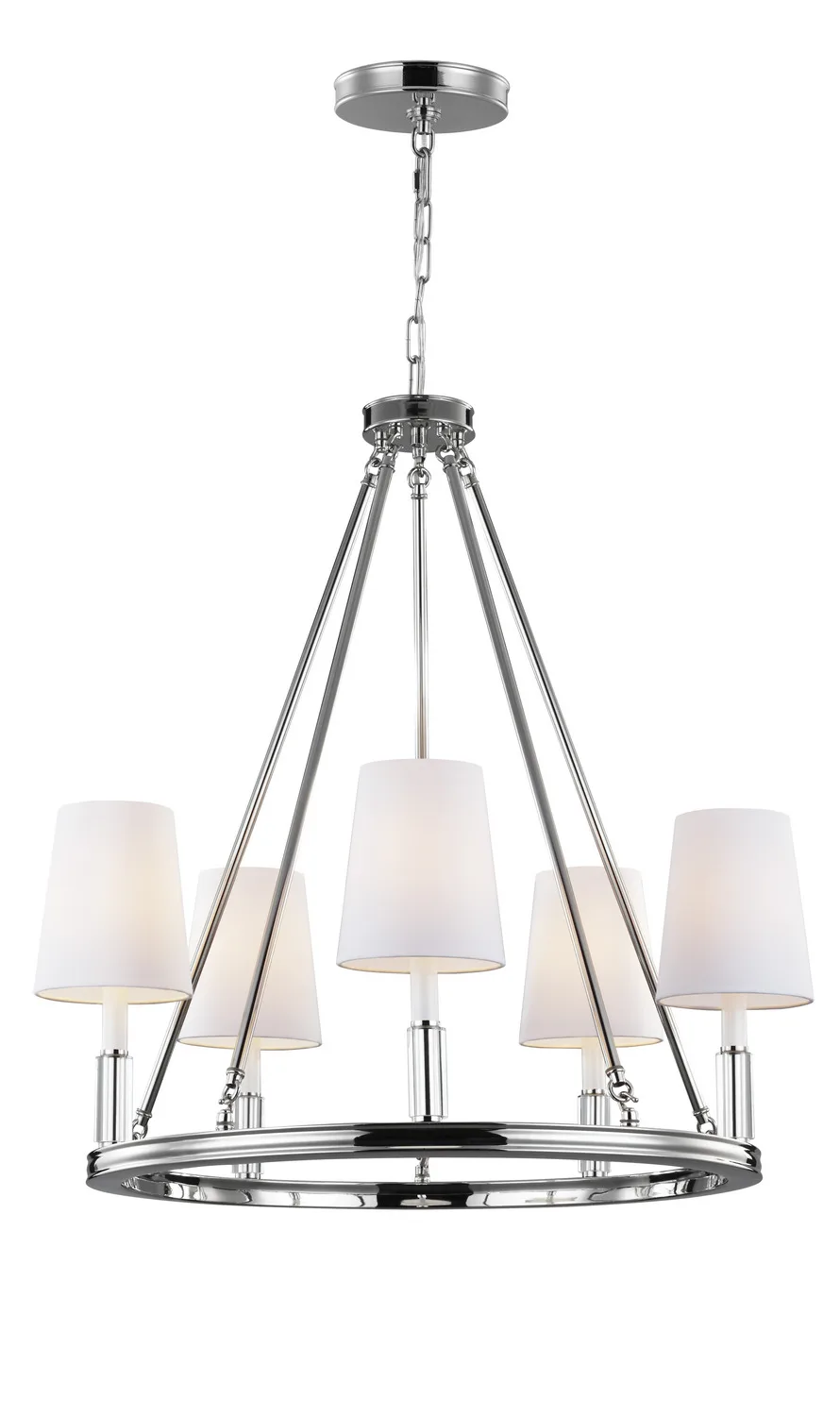 Lismore Five Light Chandelier in Polished Nickel
