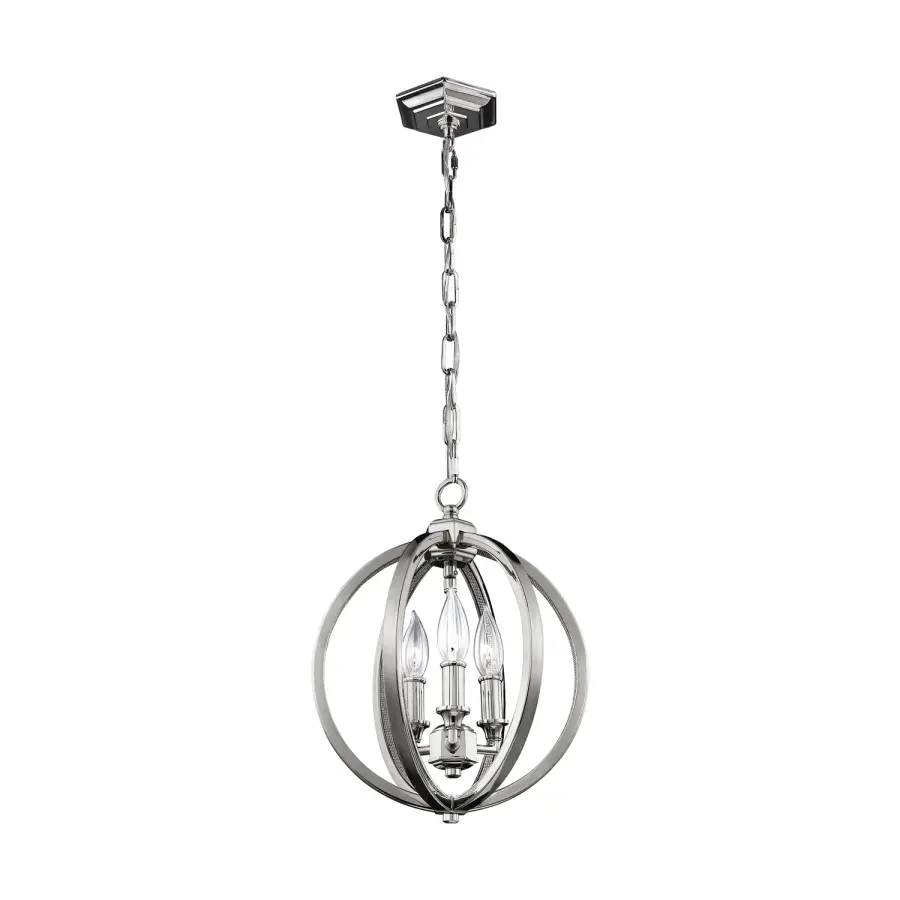 Corinne Three Light Pendant in Polished Nickel