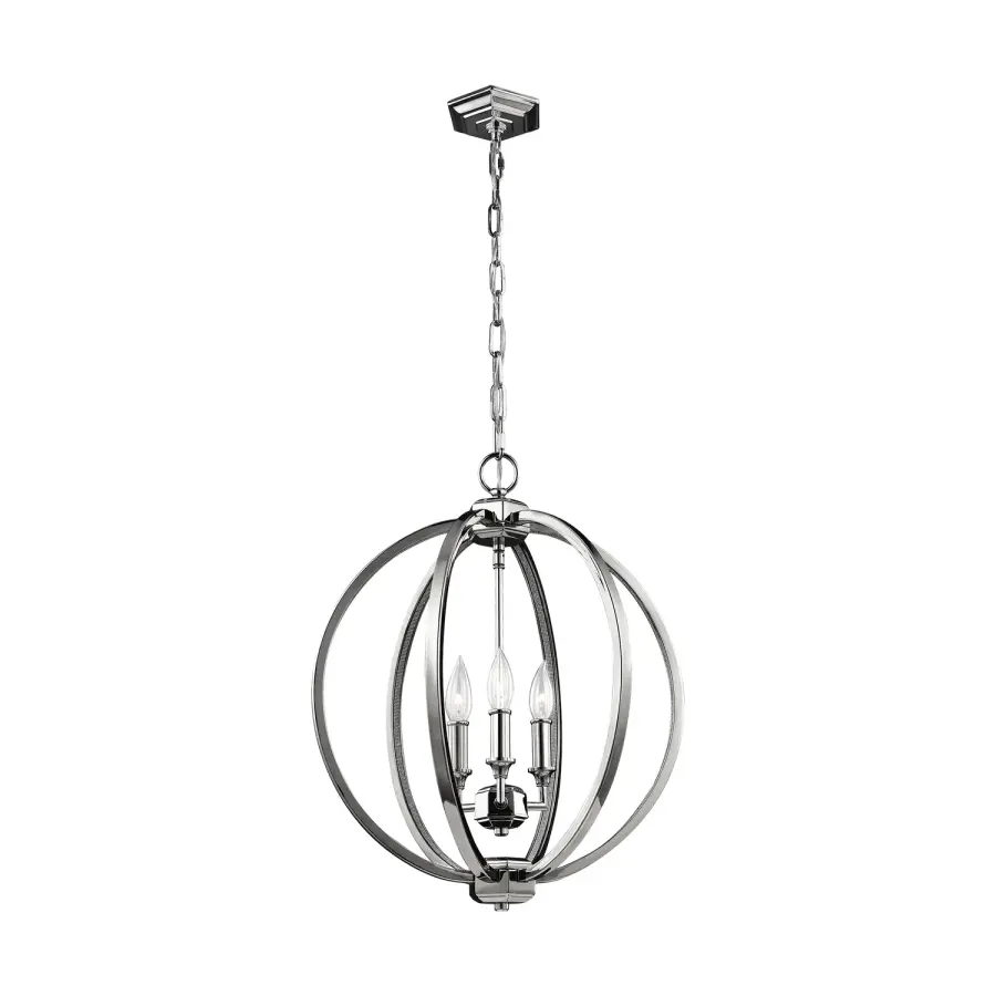 Corinne Three Light Pendant in Polished Nickel
