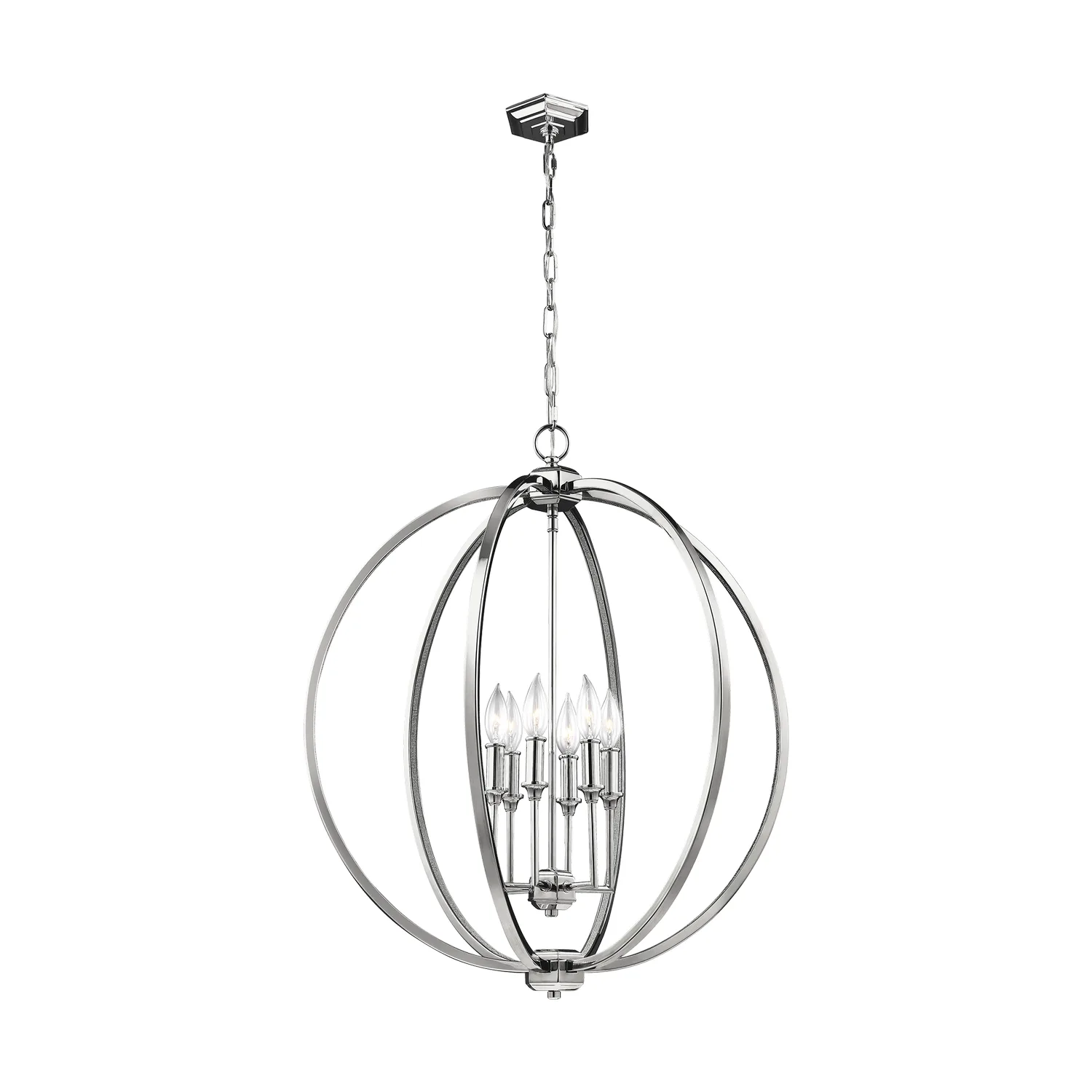 Corinne 6-Light Large Pendant in Polished Nickel