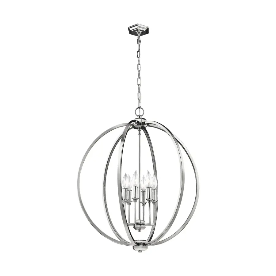 Corinne 6-Light Large Pendant in Polished Nickel