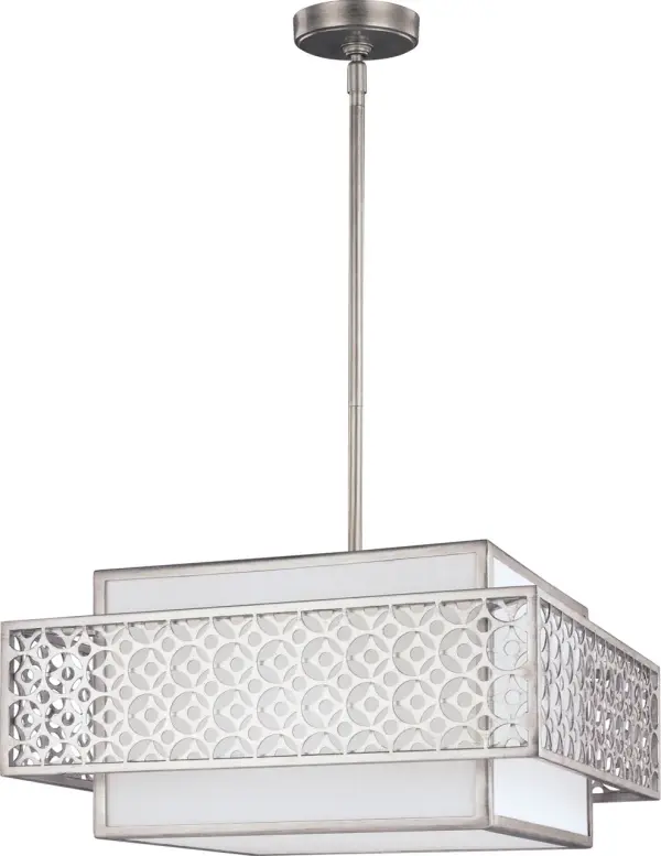 The Kenney Hanging Shade in Sunrise Silver offers a refined transitional aesthetic with its clean metal construction. Perfect for kitchen islands or intimate dining areas, this versatile fixture adds subtle sophistication.