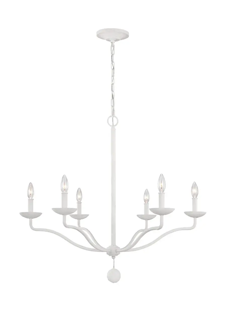 Annie Six Light Chandelier in Plaster White