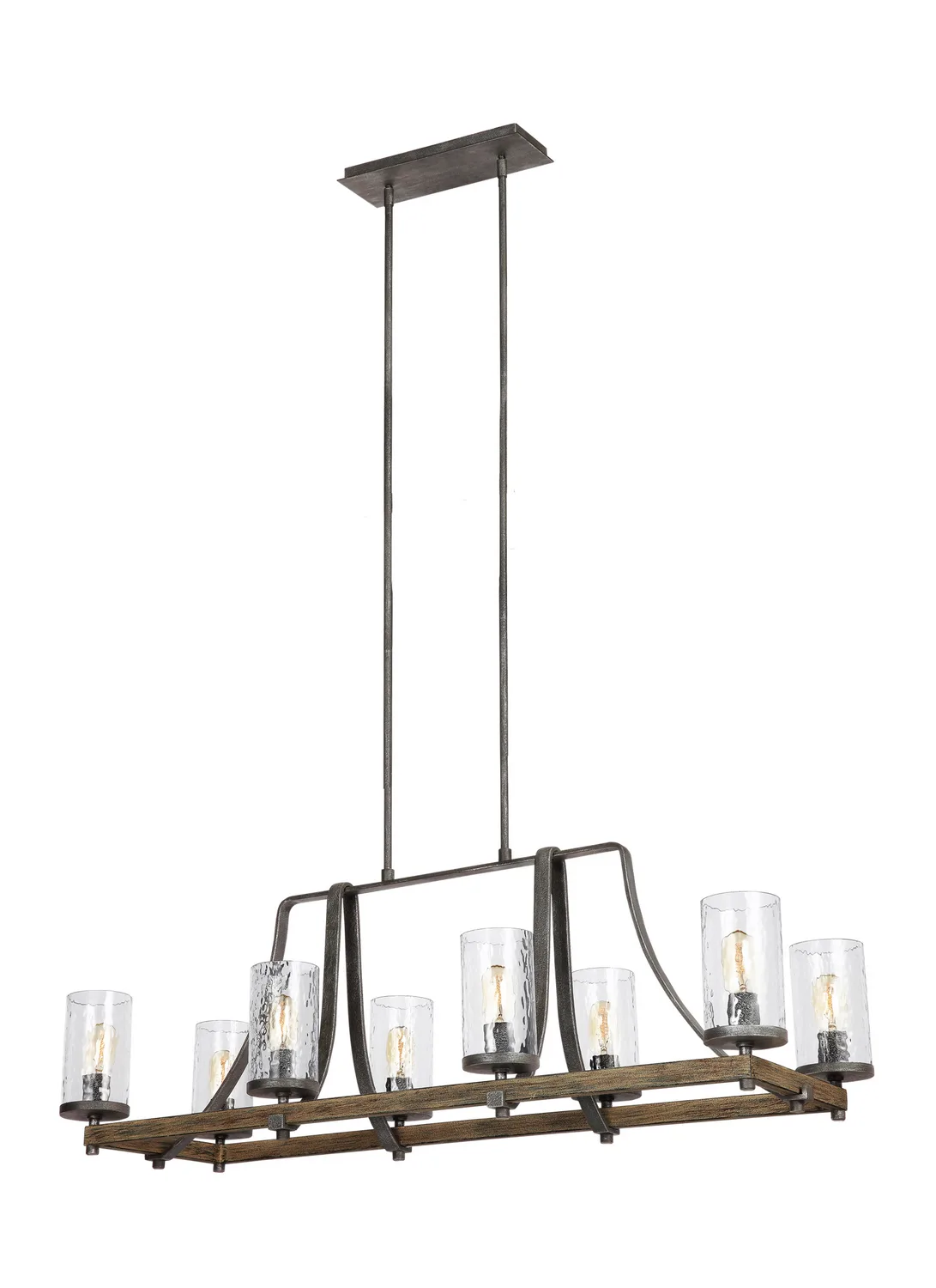 Angelo Eight Light Island Chandelier in Distressed Weathered Oak / Slate Grey Metal