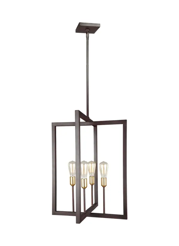 Finnegan Four Light Chandelier in New World Bronze