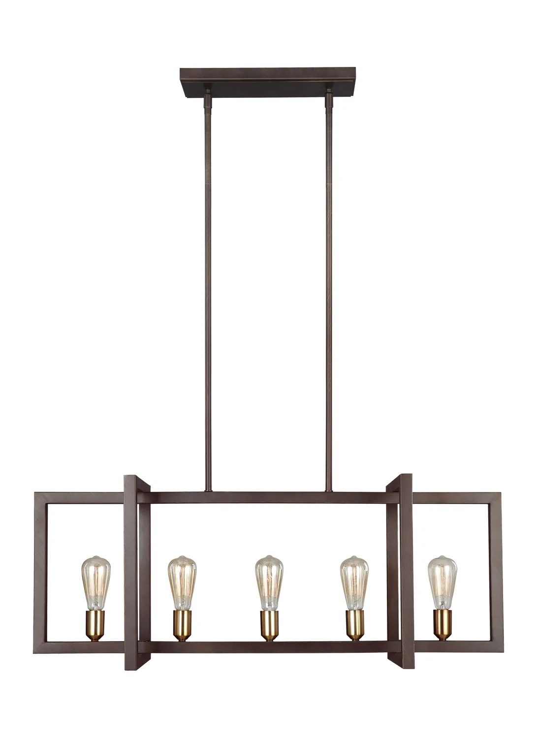 Finnegan Five Light Island Chandelier in New World Bronze